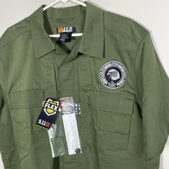 5.11 Tactical Men's Flex-tac TDU Green Ripstop Short Sleeve Shirt size XL - Picture 7 of 12
